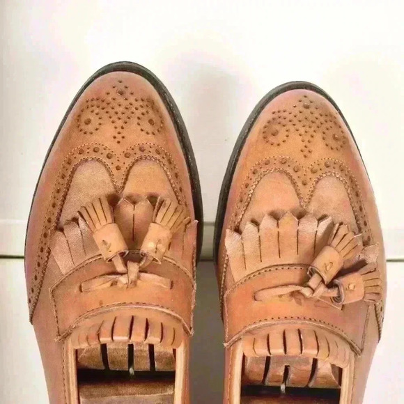 Stunning ALDEN Light Brown Leather  Tassel Kilted Brogue Wingtip Shoes 11D USA - Picture 7 of 11